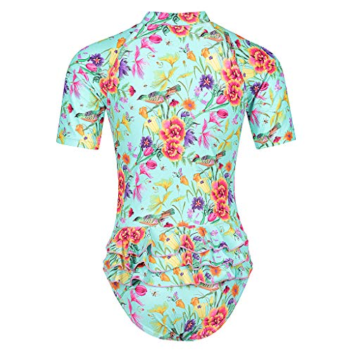 Tame The Sun Short Sleeve Swimsuit For Girls, Upf 50+, Ages 3-12 - Frills, One Piece Rash Guard Girls Bathing Suit Multicoloured #TOP2