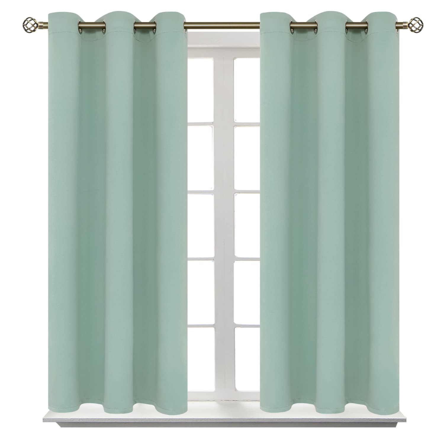 BGment Blackout Curtains - Grommet Thermal Insulated Room Darkening Bedroom and Living Room Curtains, Set of 2 Panels (38 x 54 Inch, Frosty Green)