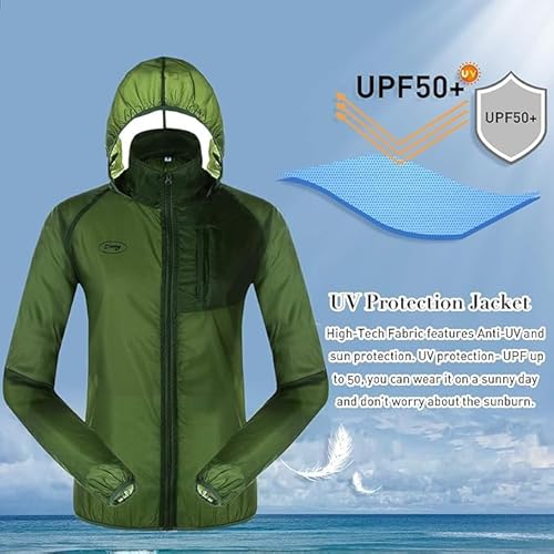CGLRybO Mens Cycling Running Jacket, Lightweight Packable Hoodies with Storage Bag, Windbreaker with UPF 50+ Sun Protection,Outdoor Coat for Hiking, Biking, Travel, 80g - Image 3