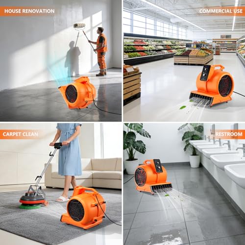Air Mover 1/2 HP 2600 CFM Air Blower Fan Carpet Dryer, Floor Dryer Fan by Zynovate - Used condition - Image 9