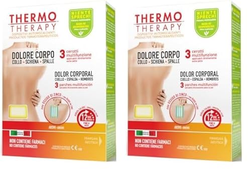 Cerotto Caldo Multifunzione Schiena e Spalle - Ideale per Alleviare i Dolori Muscolari - Calore Fino a 12 Ore - Formato: 3 Cerotti Multifunzione per Schiena e Spalle – Thermo Therapy (Confezione da 2)
