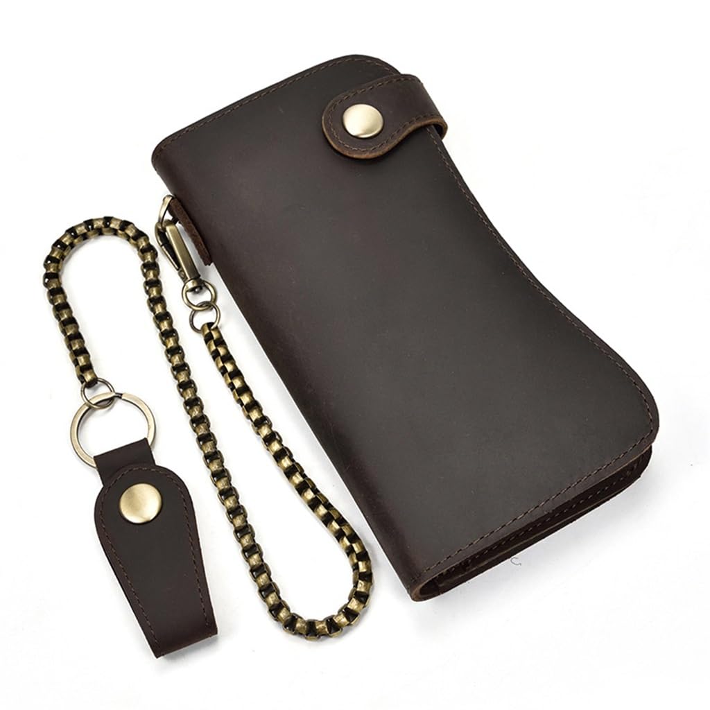 Porte-monnaie long en cuir contre les pertes : pochette à chaîne antivol homme et femme