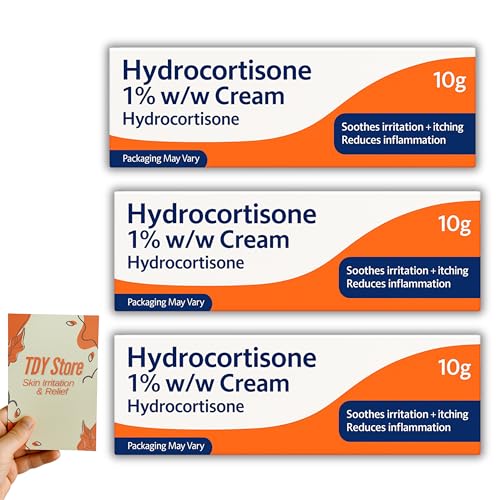 Hydrocortisone Cream 1% w/w Bite and Sting Cream, Mosquito and Bee Sting Treatment, Itchy Skin and Redness Solution, 3 x 10g Tubes - TDY Bundle Including Skin Relief Guide- Packaging May Vary