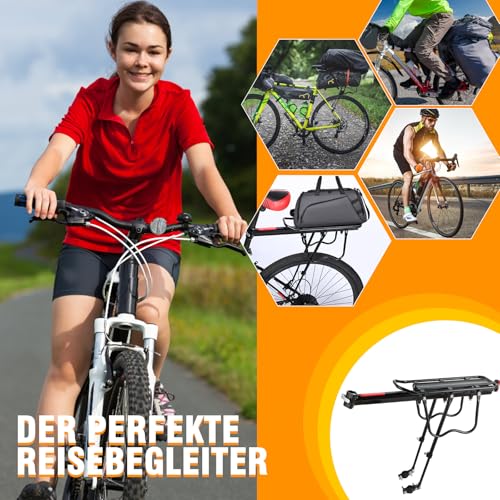 Valchoose Gepäckträger Mountainbike, Aluminiumlegierung Fahrradträger - Schnellspanner mit Reflektor, hoch belastbar (50kg) für MTB, Rennrad