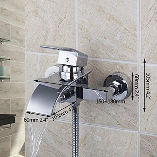 Mitigeur de baignoire cascade mural chromé avec douchette