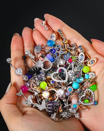 image for OUFER Belly Button Rings, 316L Stainless Steel Belly Rings, 14G Belly 