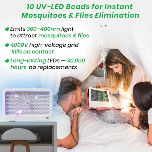 Image of HiCare Portable MosSwatter - Rechargeable UV LED Bug Zapper with 10 Beads | 2000mAh Battery | Indoor & Outdoor Insect Killer | Safe for Kids & Pets