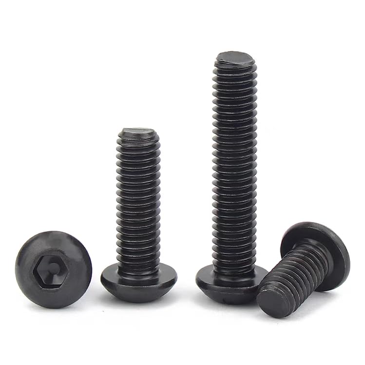 50 tornillos M3 x 40 negros, tornillos de cabeza alomada, tornillos de cabeza redonda con hexágono interior ISO 7380, rosca completa, con cierre hexagonal interior