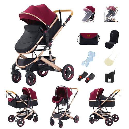 GLOKID Poussettes 3 en 1 Citadines Poussettes Combinées Poussette Tricycle Baby Walker Poussette...