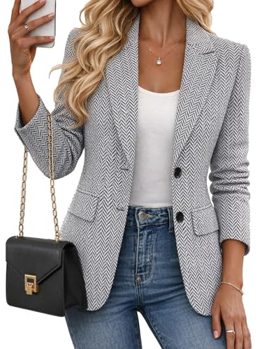 Mina Self Tweed Blazers Jacket for Women 2026 Fall Grey