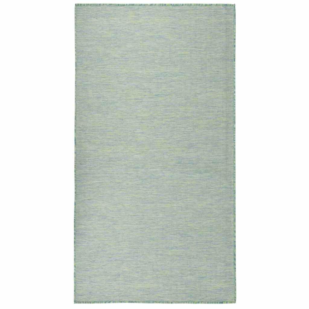 Tappeto Esterno Tessitura Piatto 80x150 cm Turchese | Polipropilene Durevole, Per Terrazza E Balcone, Resistente Alle Intemperie