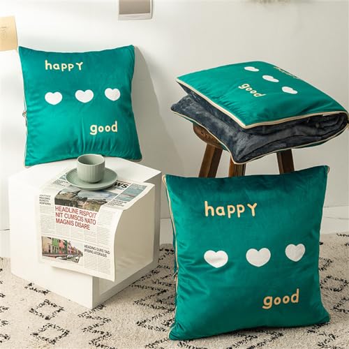 Surwin Flanelldecke Super Süßes Kissen und Decke 2 in 1, Weiche Warm Flauschig Reisedecke, Verwandlungskissen mit Reißverschluss umwandelbar zur Decke, Multifunktionale (Türkis,110x150cm)