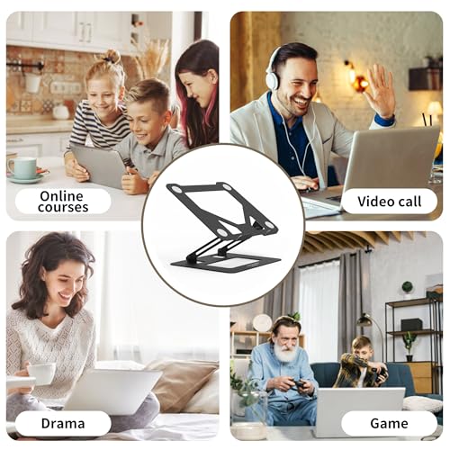 Image of iVOOMi ANTA Laptop Stand for Desk with Cooling Vent, Adjustable 360 Rotating Metal Laptop Stand, Foldable Laptop Riser for 10-19 Inch Laptops