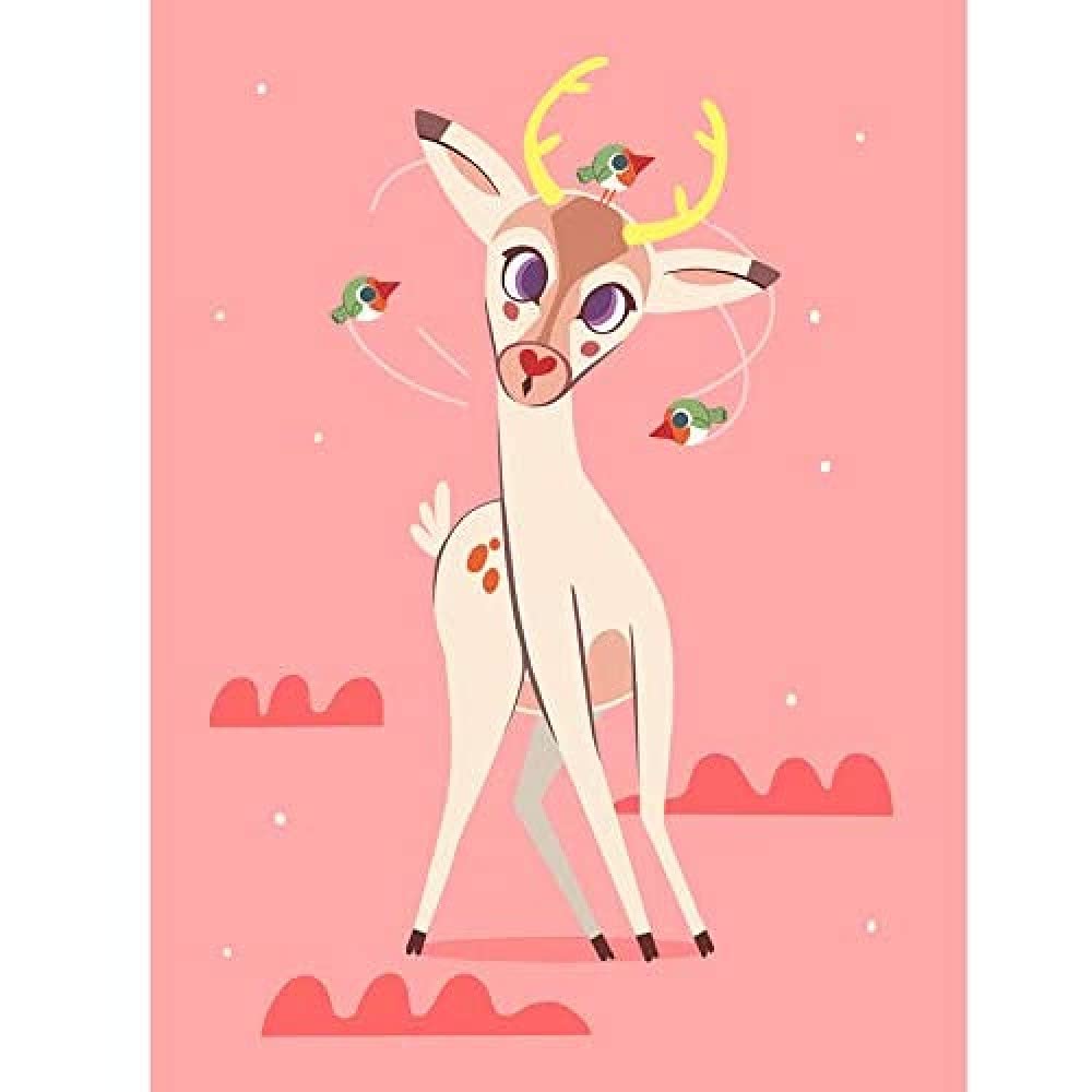 Wee Blue Coo Stag Dazed with Birds Unframed Art Print Poster Wall Decor 12x16 inch