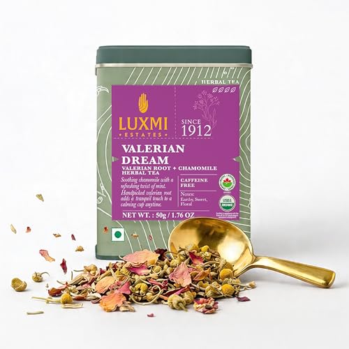 Luxmi Estates Organic Valerian Root, Chamomile, & Lavender Loose Leaf Tea 50g/1.76oz (25 cups) for...