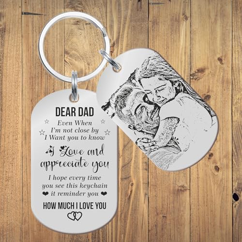 Image of Father's Day Gifts, Dad Birthday Gifts from Daughter Personalised Daddy Photo Keyring - The Moment You Became My Daddy | Personalised New Born Baby Gift