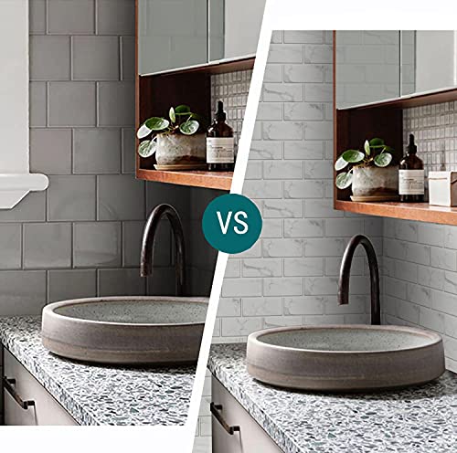 White Brick Tile Stickers for Bathroom Kitchen Waterproof Vinyl Stick on Tiles Backsplash Self Adhesives Wall Tile Transfers Peel and Stick Tile Decals for Living Room - Image 4
