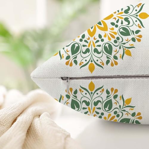 Housse de coussin avec fermeture invisible et impression double face jaune
