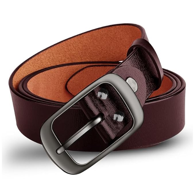 Image of Men's Genuine Leather Belt | Full Grain | Adjustable Fit | Durable Buckle | Formal & Casual Wear | Fit on up to 38 Inches Waist size