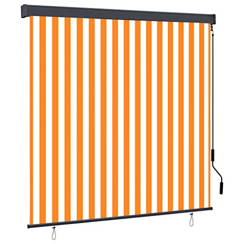 vidaXL Estor Enrollable de Exterior Pantalla de Privacidad Persiana Venecianas Ventana Cortina para Casa Hogar Balcón Blanco y Naranja