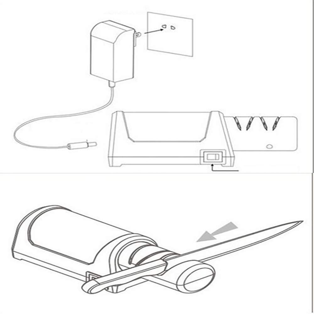 Affilacoltelli Elettrico Professionale Piccolo e Compatto, con Dischi Diamantati, Professionale e Universale a Varie Fasi, Affilatura Ruvida e Fine