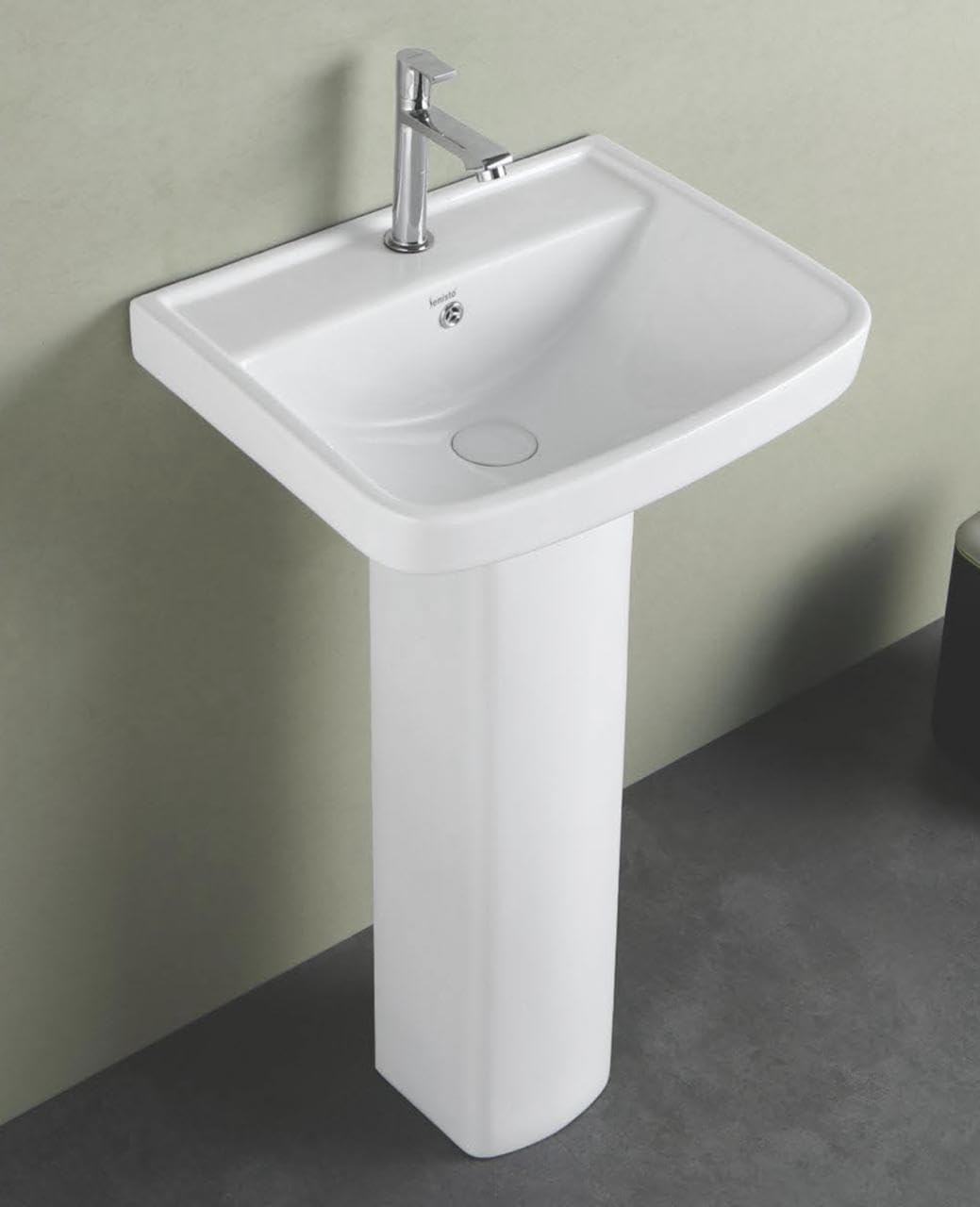 Gold Ceramic Wash Basin - Free Standing Pedestal -6