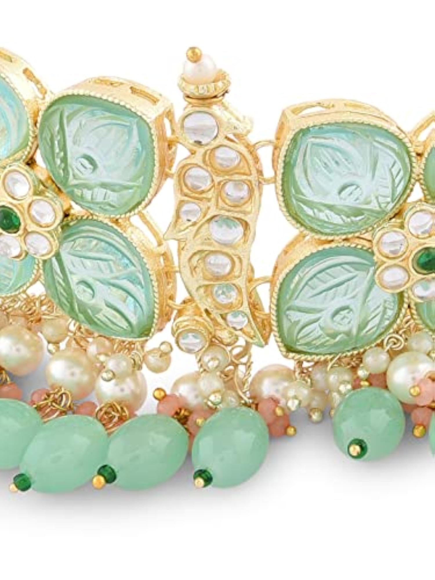 Kundan Choker Necklace Earring & Ring Set-ZPFK14722