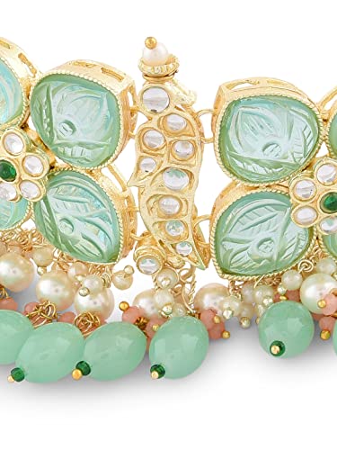 Kundan Choker Necklace Earring & Ring Set-ZPFK14722