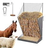 Heuraufe zur Wandmontage, 19 Gallonen, strapazierfähig, verzinkt, Wandheuraufe, 5.1 cm-1 Ziegenheu Futterstation mit Haken, Vieh-Futterstation mit verstellbarem Abstand, Heu-Futterstation für Ziegen