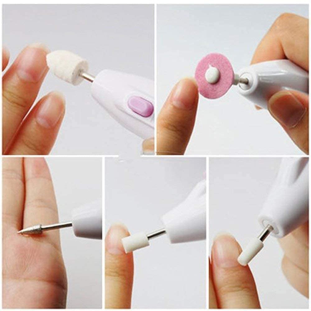 Entraxa Nail Drill Bits 5 In 1 Tool Nail Care Electric Machine Kit Grooming Gel Tip Pedicure Automatic Manicure Sets Nail Polish Art Kits (White) 3