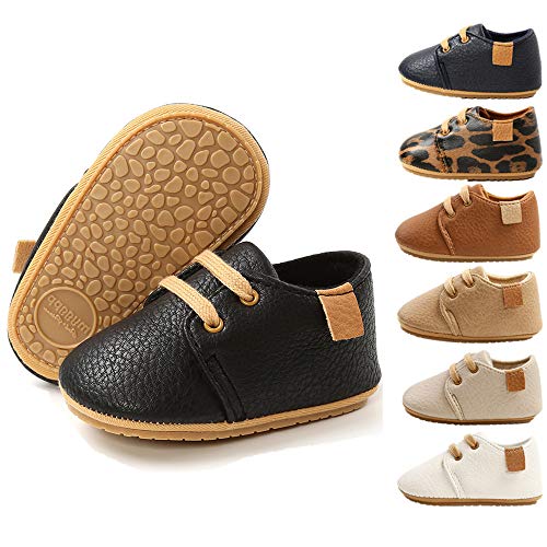Hsdsbebe Baby Boys Girls Oxford Shoes Pu Leather Soft Rubber Sole Sneakers  Anti-Slip Toddler Ankle Boots Infant Walking Shoes Moccasins(M1976 Black,2) #TOP20