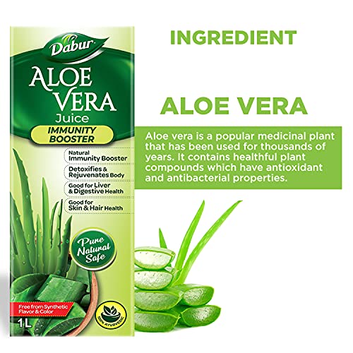 Dabur Aloe Vera Juice - 1L | Ayurvedic Health Juice For Good Skin & Hair Health | Detoxifies & Rejuvenates Skin & Body | Good For Liver & Digestive Health | Immunity Booster - Image 3