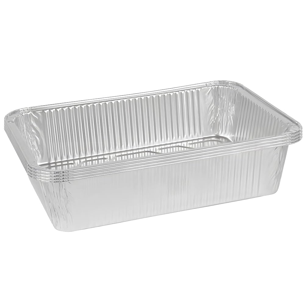 Bluesky Heavy Duty Oblong Pan New Design- Pack of 4 -Perfect for Baking Roasting 8 lbs Silver