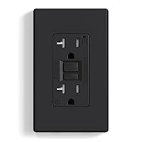 Vista 1 de ELEGRP Tomacorriente GFCI de 20 A, con autoprueba, diseño más delgado, resistente a manipulaciones TR, interruptores de falla a tierra con placa