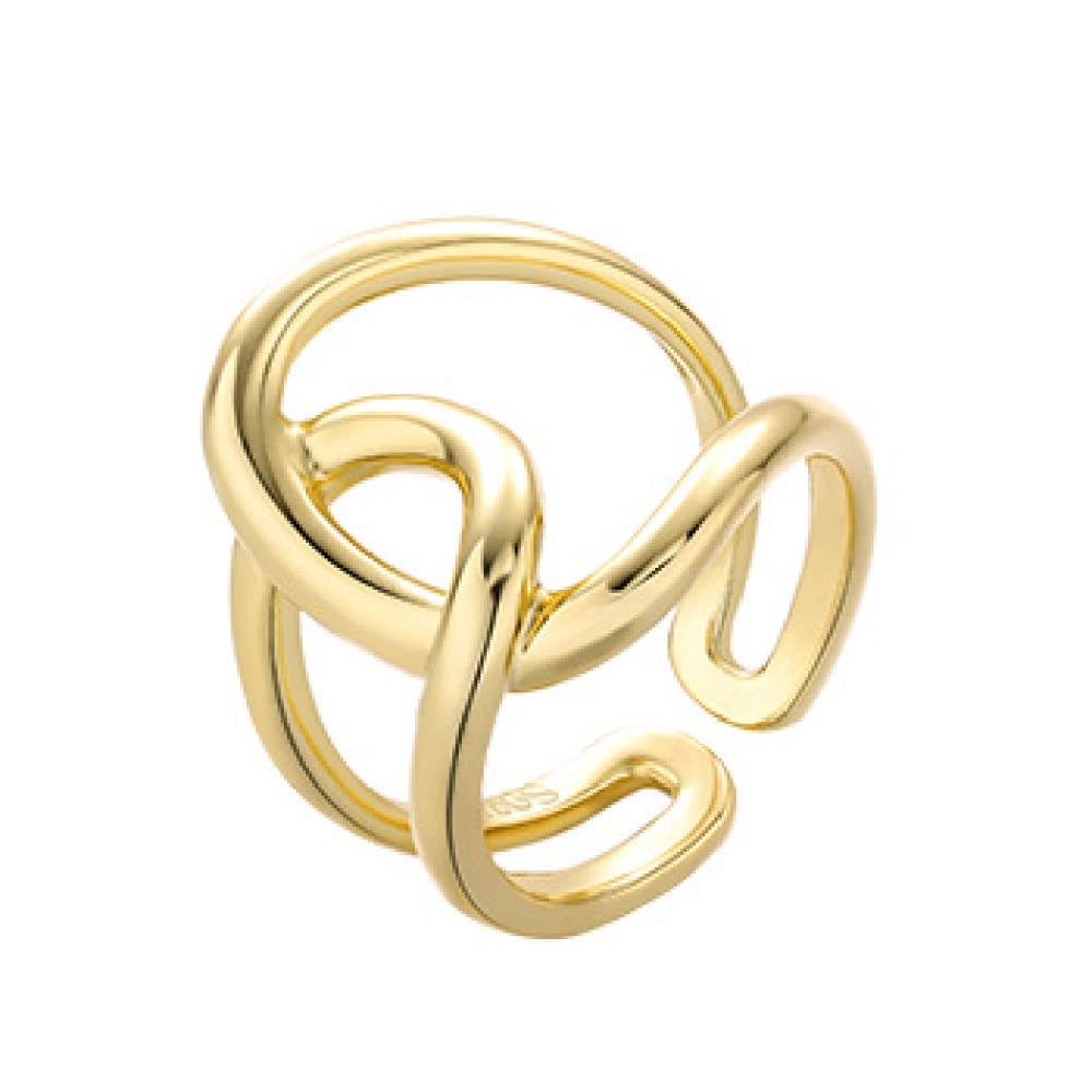 HGJH Anello in Argento 925 da Donna,Anelli Regolabili per Donne Linee Croce 925 Anelli di Eternità Annodati Minimalisti Anelli di Nozze Placcati Oro Anelli di Promessa per Ragazze Signore