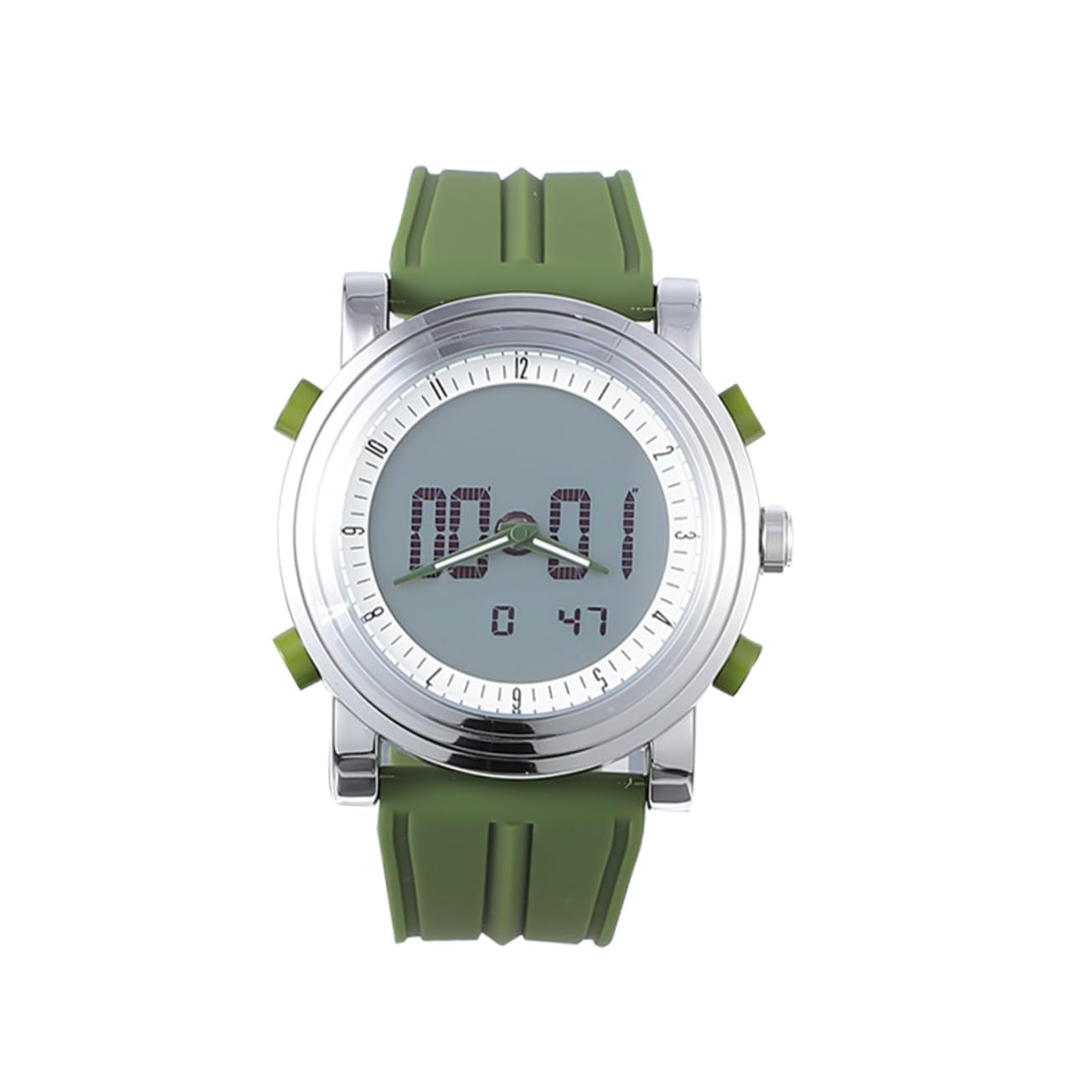ifundom Reloj Deportivo Electrónico Doble Pantalla y Correa de Silicona Verde para Estudiantes, Resistente Función de Alarma y Diseño Luminoso para Uso Nocturno