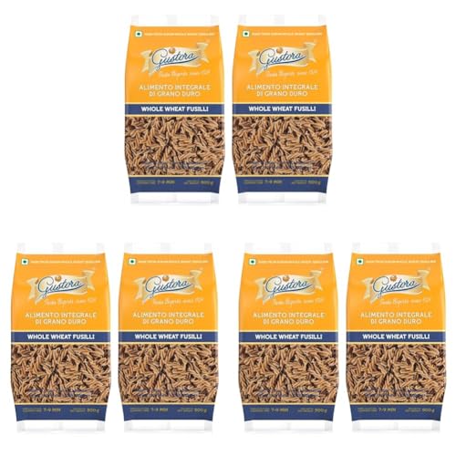 Image of Gustora Whole Wheat Fusilli Pasta, 1kg (Pack of 6 x 500g) | Authentic Italian Pasta with Al Dente Texture | 100% Durum Whole Wheat Semolina | Zero Maida | High Fibre | Vegetarian