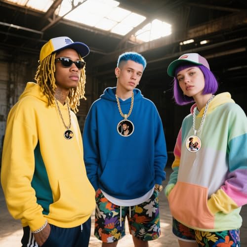 Circle Chain Picture Necklace Personalized Photo Custom Chain for Men Women with Oversized Pendant Cubic Zirconia Hip Hop Jewelry for Friends Lovers Birthday Gifts4