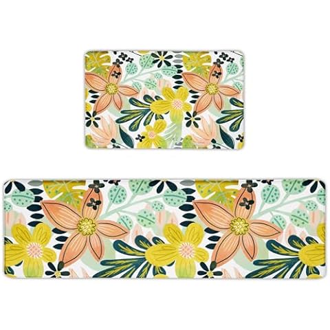 Tyrot Boho Floral Kitchen Mats Set Cover