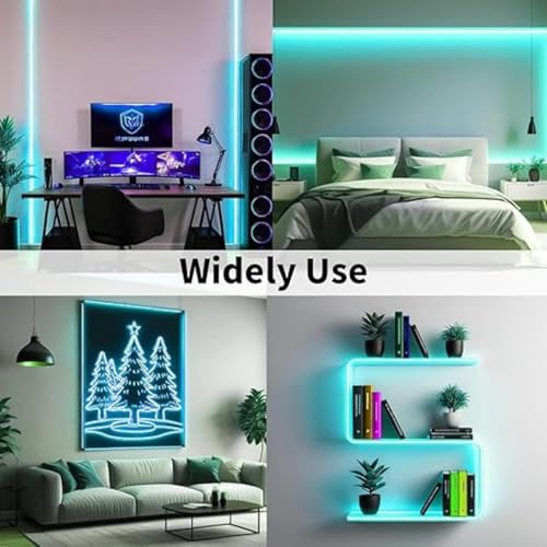 Image of 16.4 Feet LED Neon Strip Lights, with 12V Adapter, Waterproof IP65, Silicone Flexible Rope Light for Home Decor | Led Strip Lights | Neon Lights | 5 Meter | (ICE Blue)