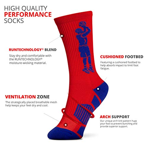 Image of ChalkTalkSPORTS Basketball Socks - Cushioned Mid-Calf Crew - Youth & Adult | Moisture-Wicking Performance Blend, Athletic Basketball Gear, Stay-Up Technology, Arch Support, Breathable, Boys and Men
