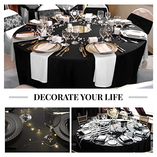 Teruntrue 8 Packs Round Tablecloths 60 Inches Black Polyester Fabric Circular Table Cloth Stain And Resistant Wrinkle Washable Table Cover For Wedding,Parties,Banquet, Holiday,Dinner Tables Decorate #TOP6