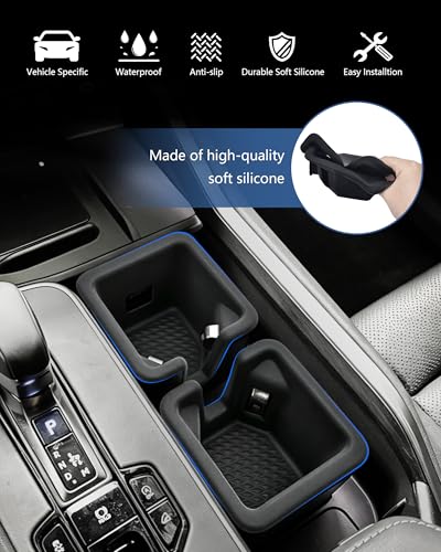 Image of Cup Holder Inserts for 2024-2026 Lexus TX (TX350 TX500h TX550h+), Silicone Non-Slip Cup Holder Coaster Liner, Anti-Spill & Noise Reduction, Easy Clean Car Interior Accessories