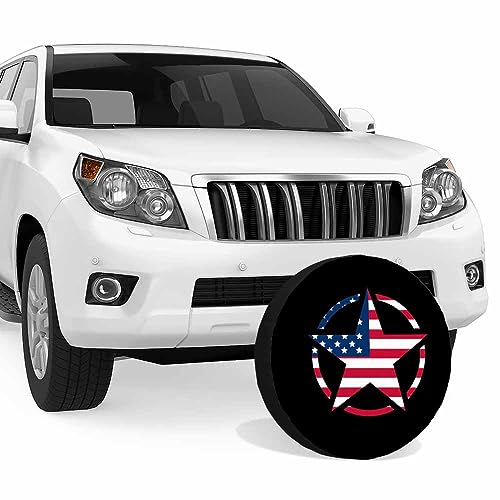Image of American Flag Star Spare Tire Cover Army War Medal Armed Weatherproof Universal Wheel Protectors Camper Tire Covers for Trailer Rv Travel(17 inch)