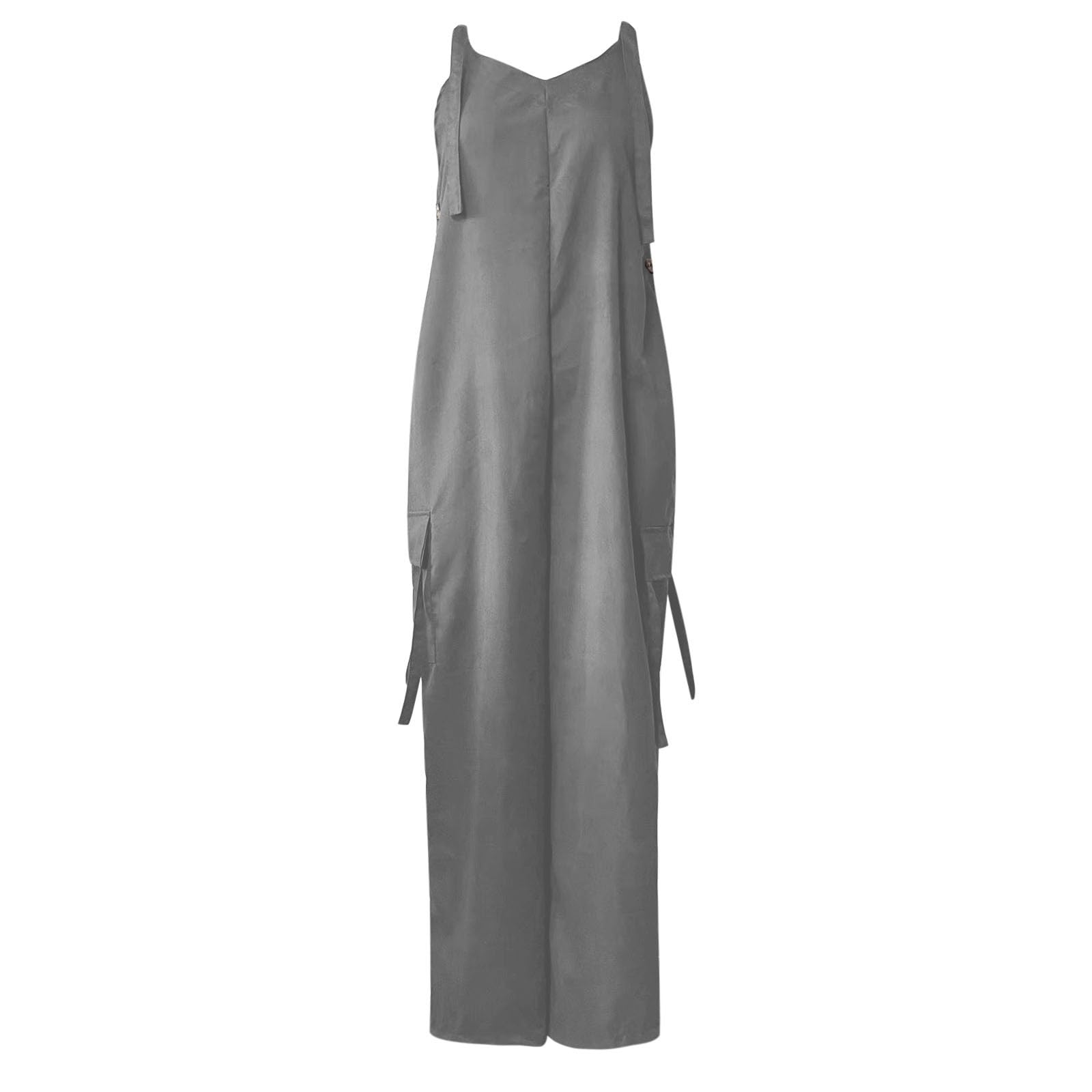 Genérico Monos de Mujer Elegantes con Detalles de Botones y Cuello en V para una Silueta Estilizada sin Mangas y Pierna Ancha de Tiro Largo