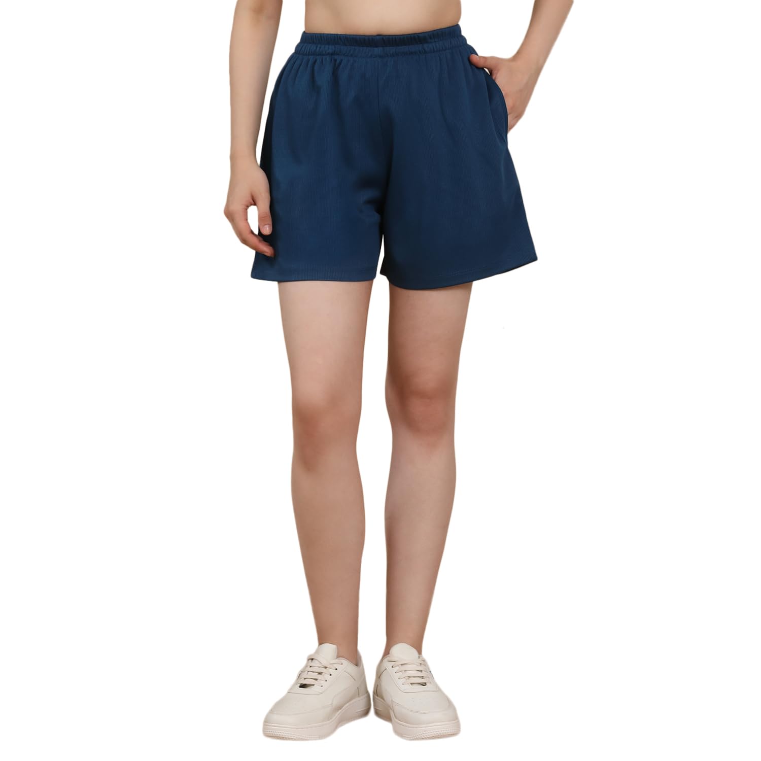Women's Pink Cotton Blend Solid Lounge Shorts | Elastic Waist Mid Rise Casual Shorts | Soft & Breathable Home Wear, Sleepwear & Gym Shorts for Women-picture-24