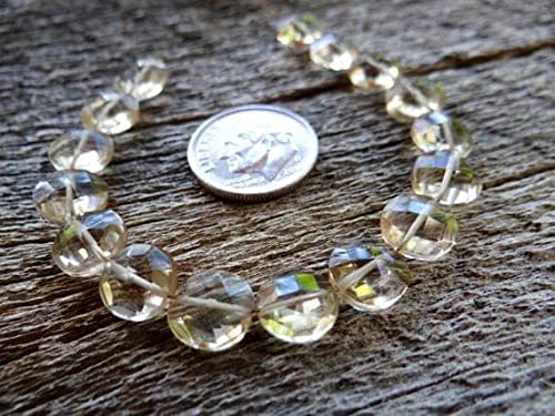 Citrine champagne perles coin 9mm pour réparer et monter un collier