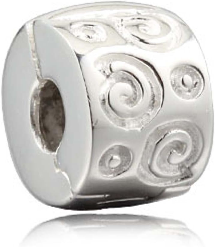 Clip Charms Authentic 925 Sterling Silver Clip Lock Stopper Beads for DIY Charms Bracelets (B)