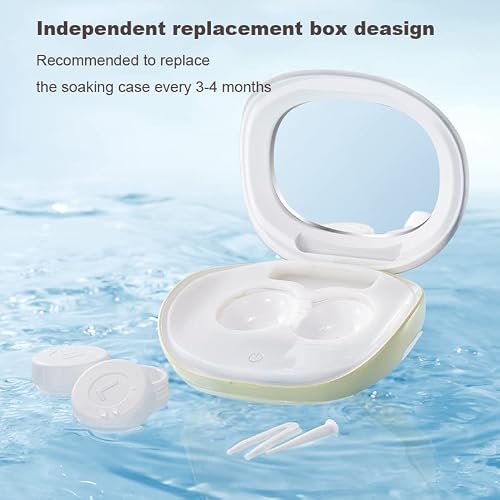 Vordrassil Mv7 Ultrasonic Contact Lens Cleaner Machine With Timer Display, Big Mirror & Usb Charger, Fit Disposal Soft Lens, Colored Contact Lens, Rgp Lens And Ok Lens (Pearl White) #TOP7