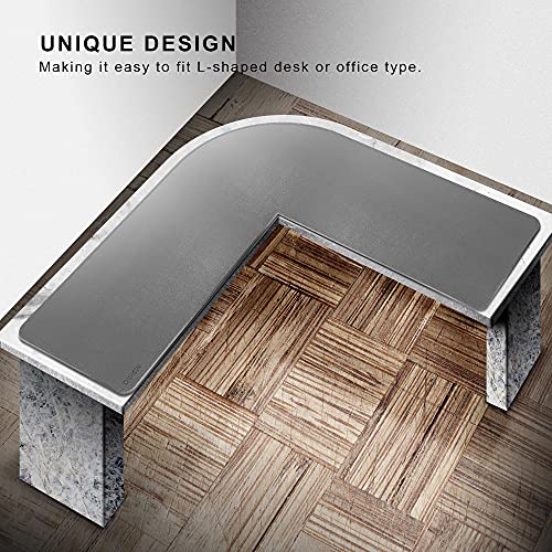 chihein l-shaped desk pad corner desk mat 492 492 x 157 computer office mouse pad writing table pad for home office - graywhite